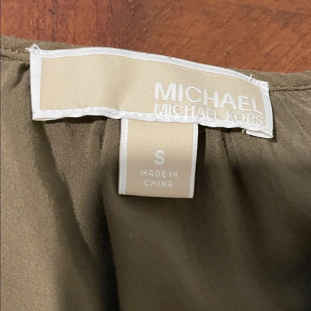 Michael Kors Khaki Blouse with Gold Accents